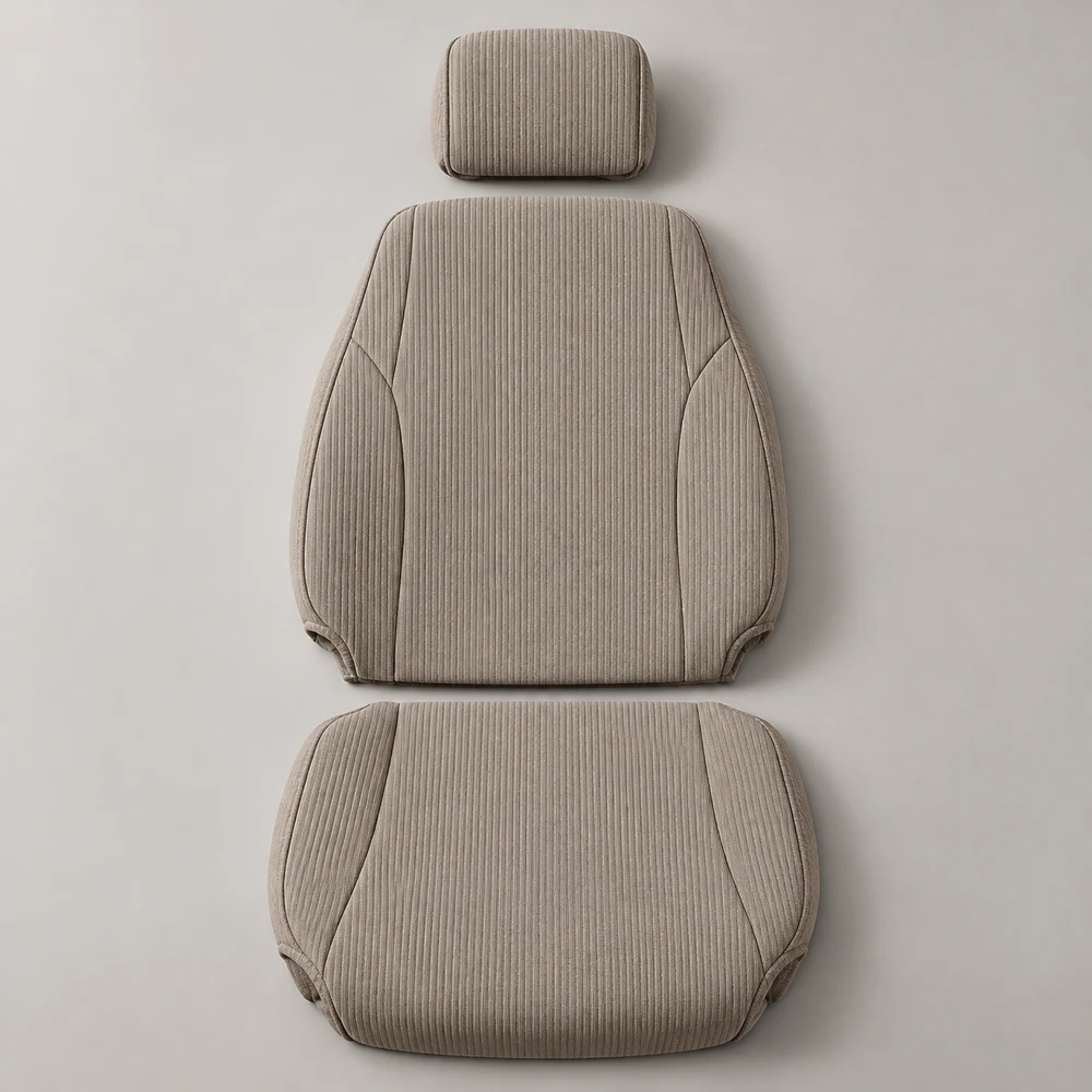 Contour Knit — Greige; 1 backrest cover, 1 seat-base cover and 1 separate headrest cover