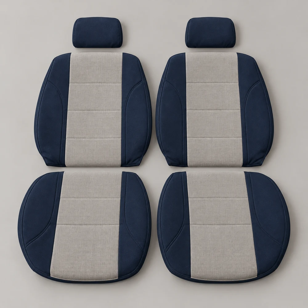 Touring Duo — Navy/Stone; 2 backrest covers, 2 seat-base covers and 2 separate headrest covers
