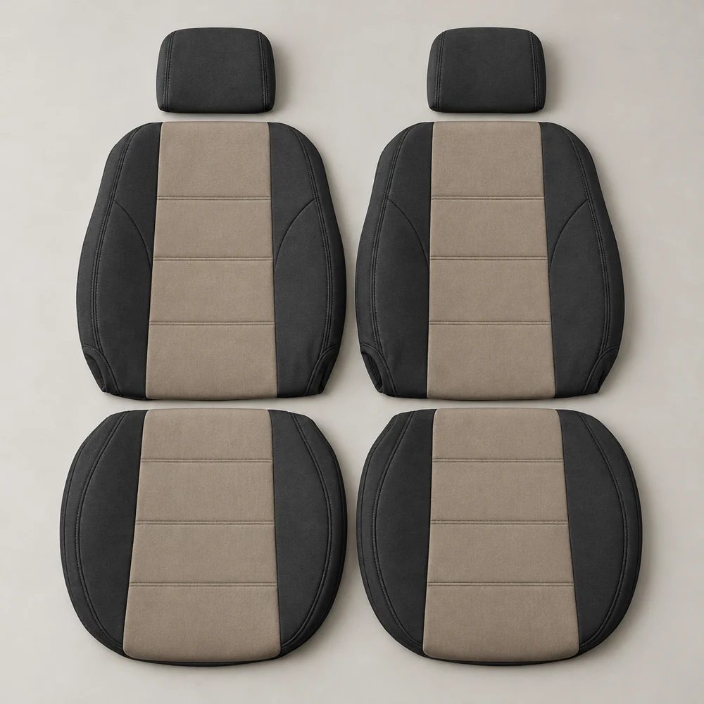 Touring Duo — Charcoal/Taupe; 2 backrest covers, 2 seat-base covers and 2 separate headrest covers